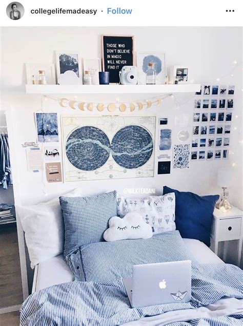 blue dorm room decor